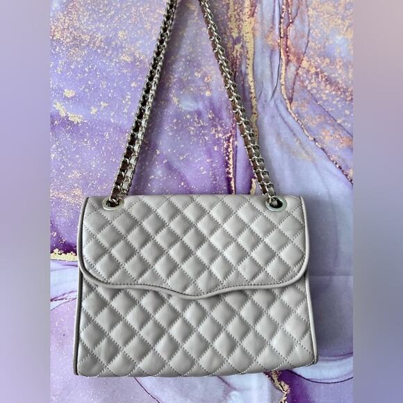 Rebecca Minkoff Quilted Shoulder Bag Purse Cream - Picture 1 of 6
